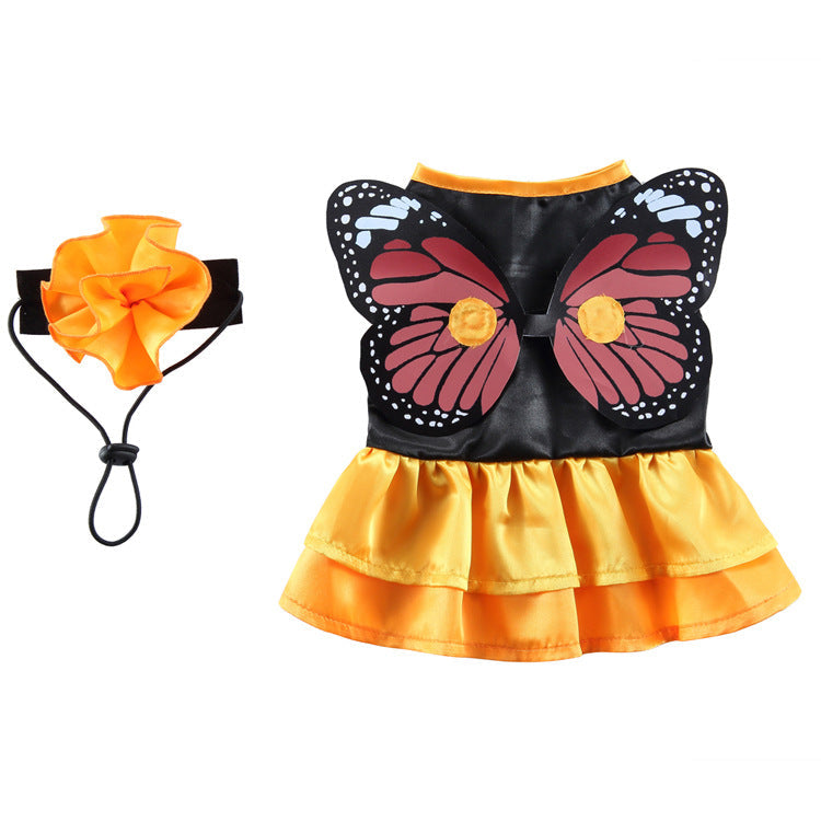 Dog Butterfly Costume Dress With Detachable Fairy Wings