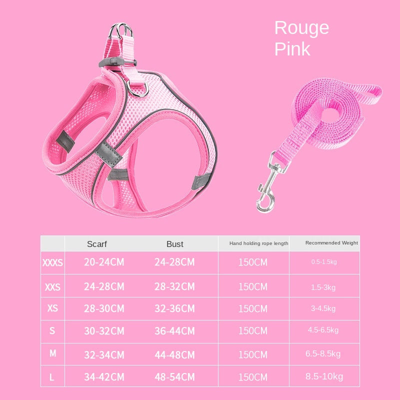 Breathable Reflective Dog Harness With 150 cm Leash