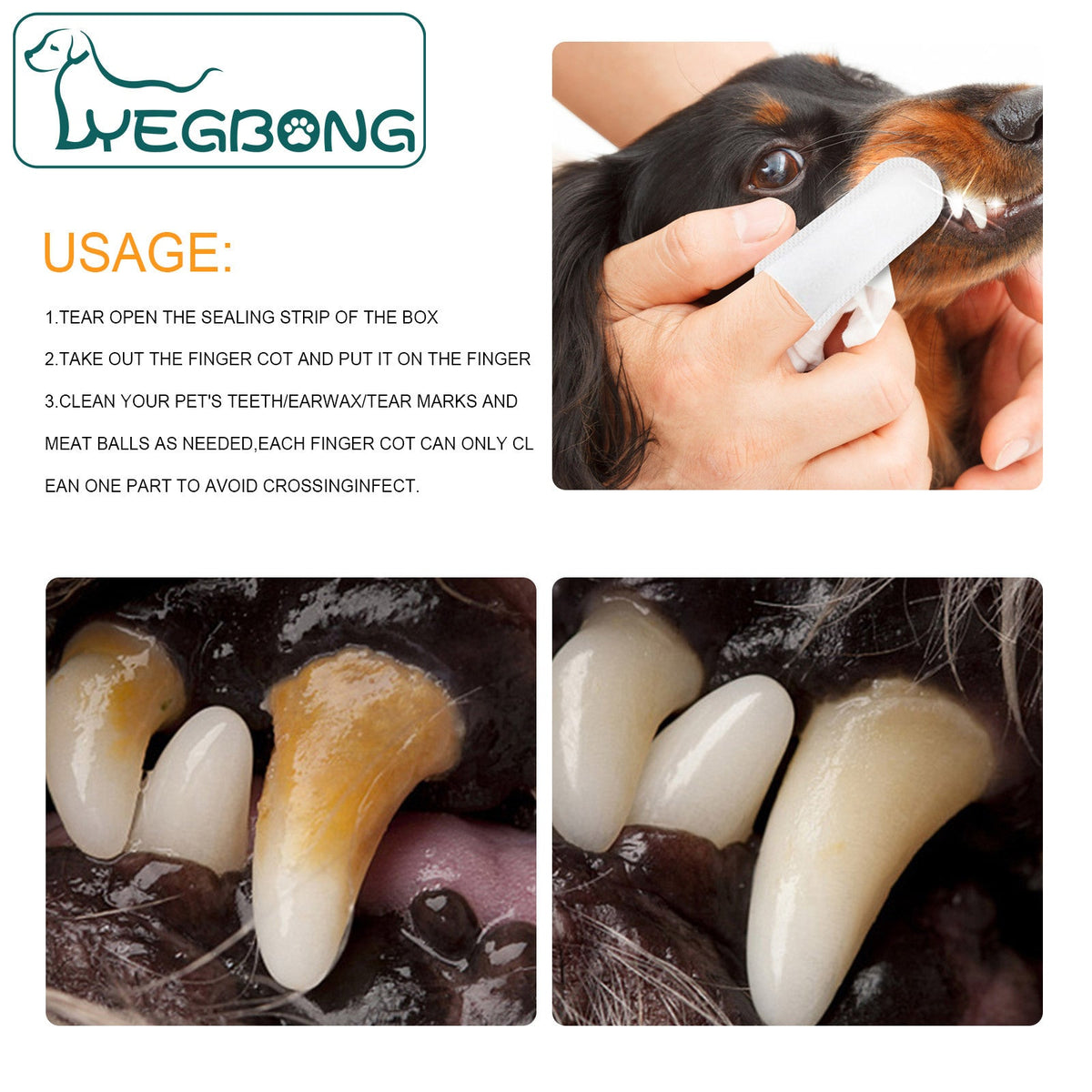 Pet Finger Tooth Wipes for Fresh Breath & Cleaner Teeth