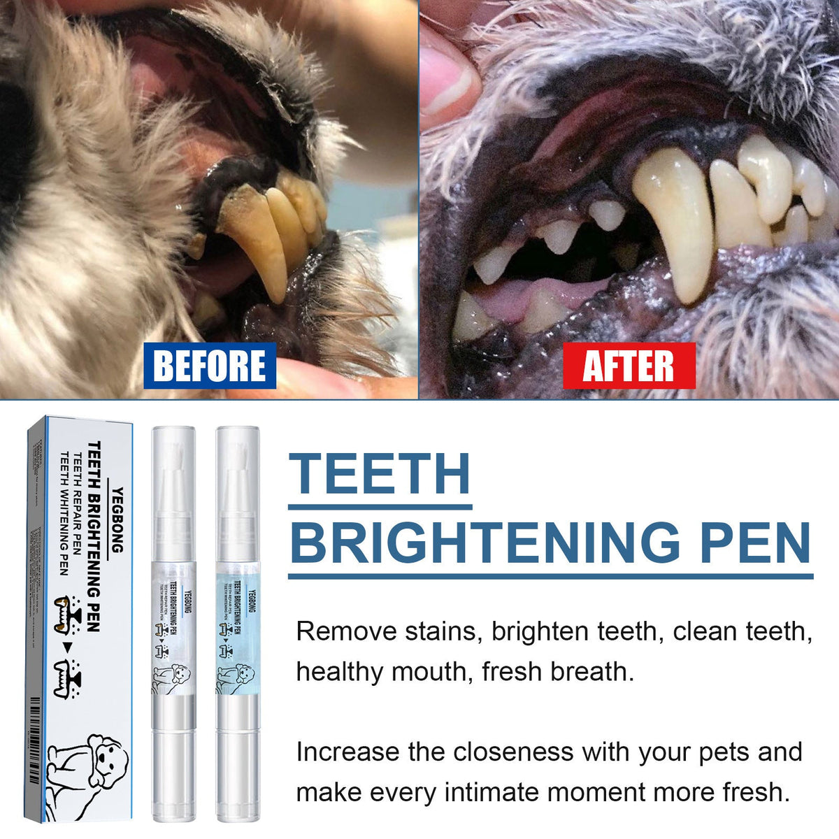 Pet Teeth Cleaning Pen for Dogs & Cats | Soft Brush