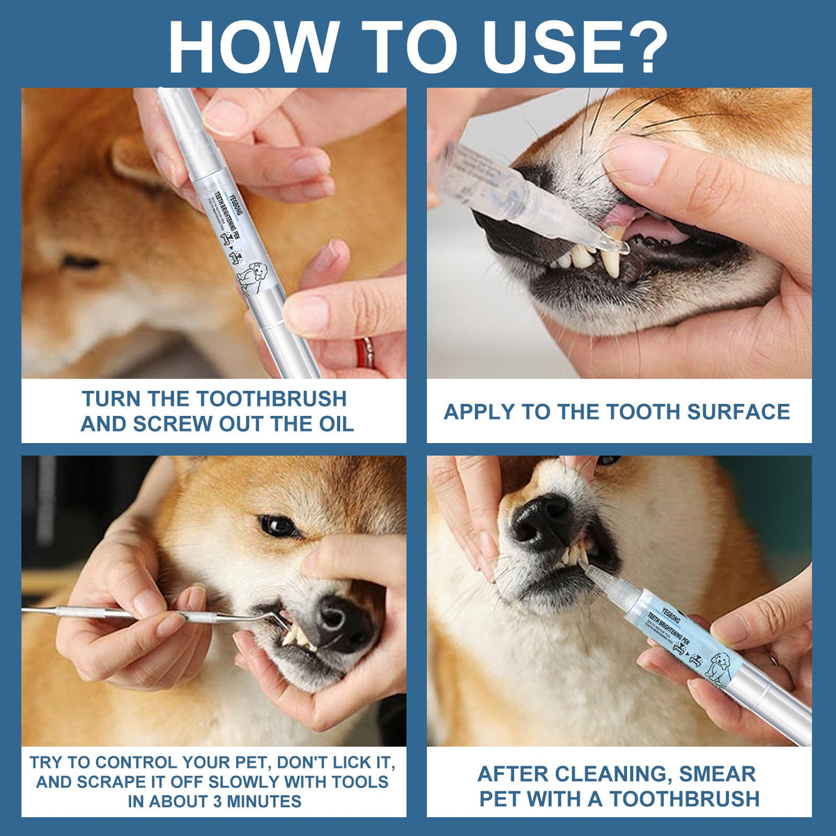 Pet Teeth Cleaning Pen for Fresher Breath & Stain Care