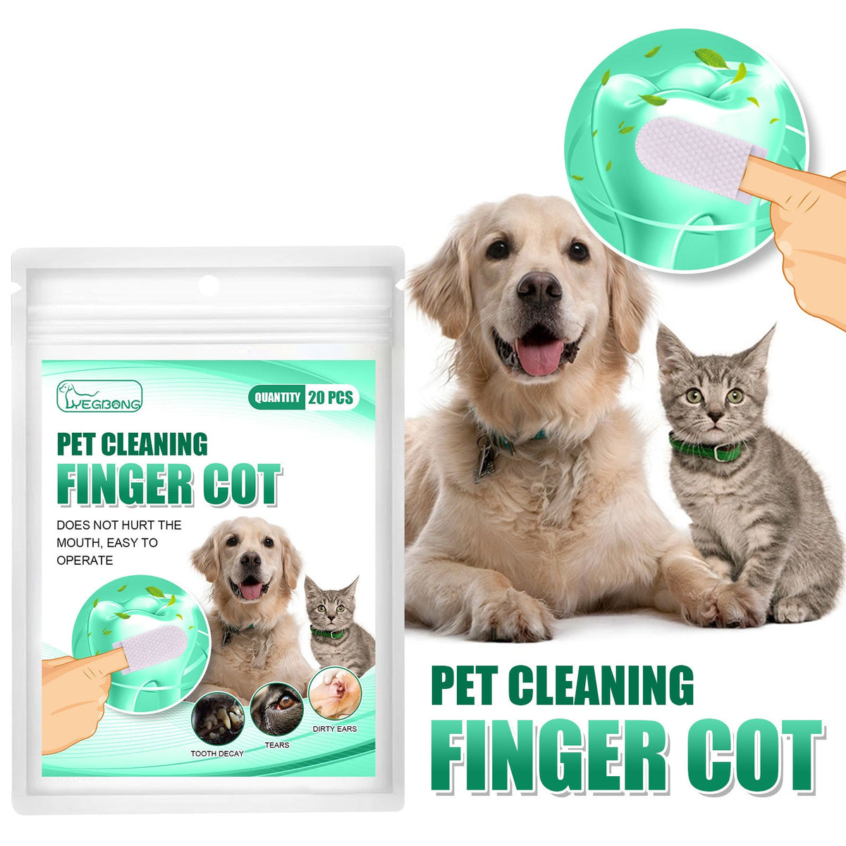 Pet Tooth Cleaning Finger Sleeves for Cleaner Teeth