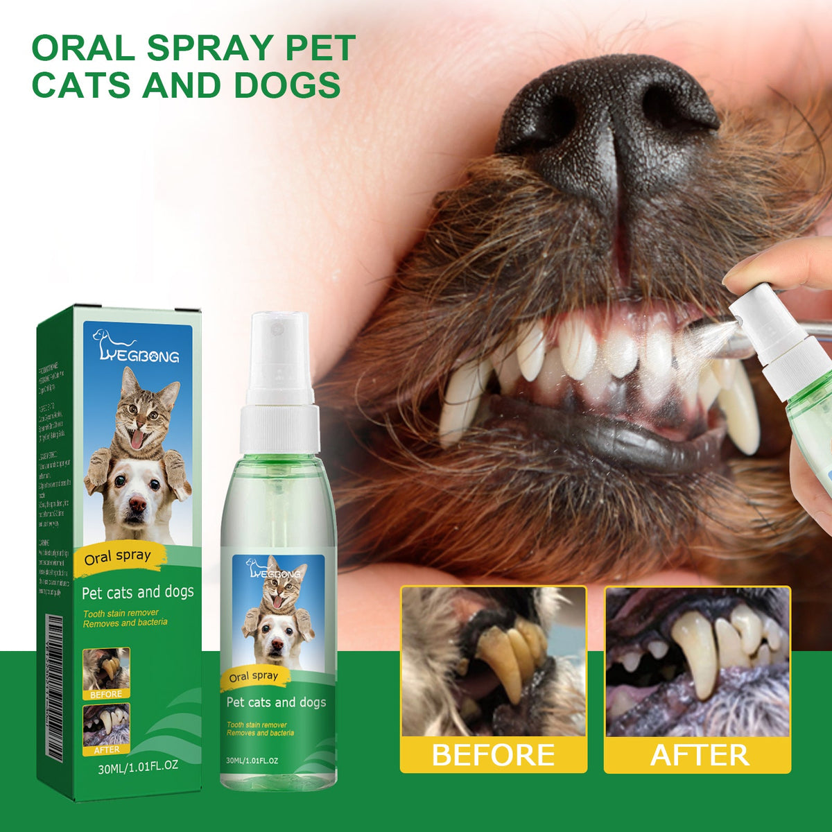 Pet Dental Spray for Fresh Breath & Cleaner Teeth