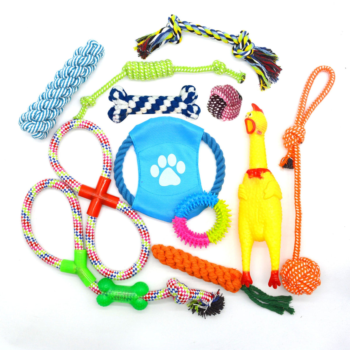 10-Piece Dog Toy Set for Chewing, Tugging & Fetch