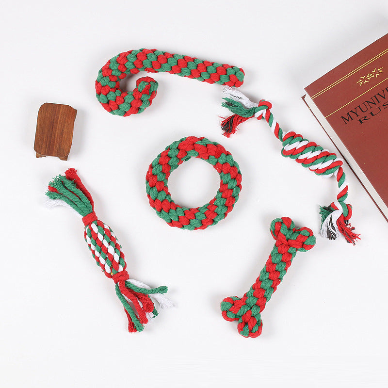 Dog Christmas Rope Toys for Festive Chew & Tug Play