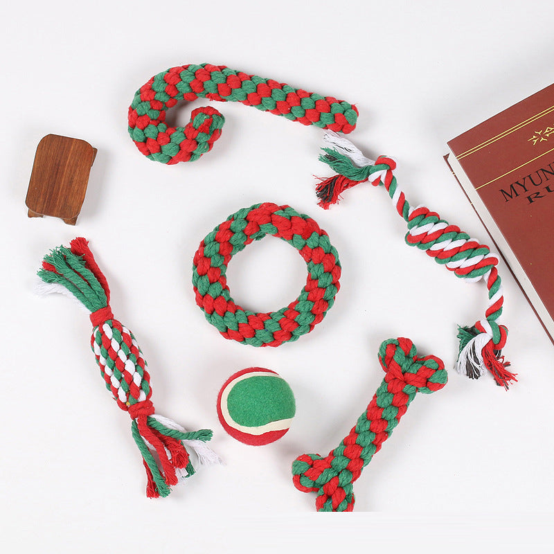 Dog Christmas Rope Toys for Festive Chew & Tug Play
