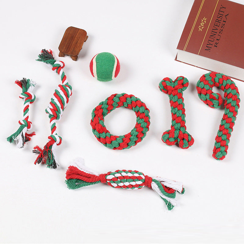 Dog Christmas Rope Toys for Festive Chew & Tug Play