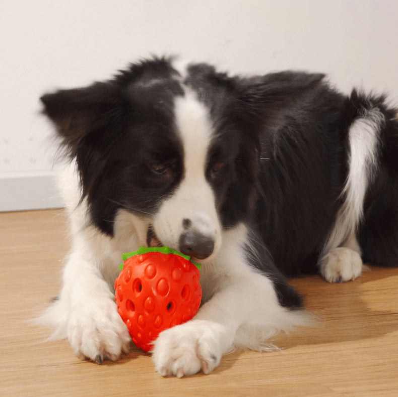 Strawberry Treat-Dispensing Dog Chew Toy for Enrichment