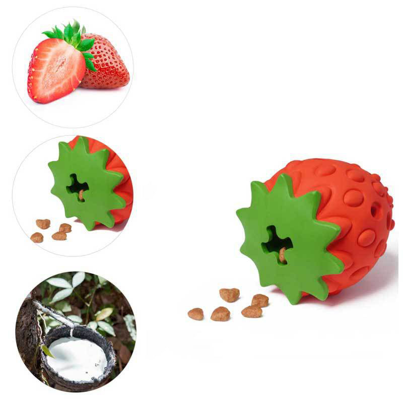 Strawberry Treat-Dispensing Dog Chew Toy for Enrichment