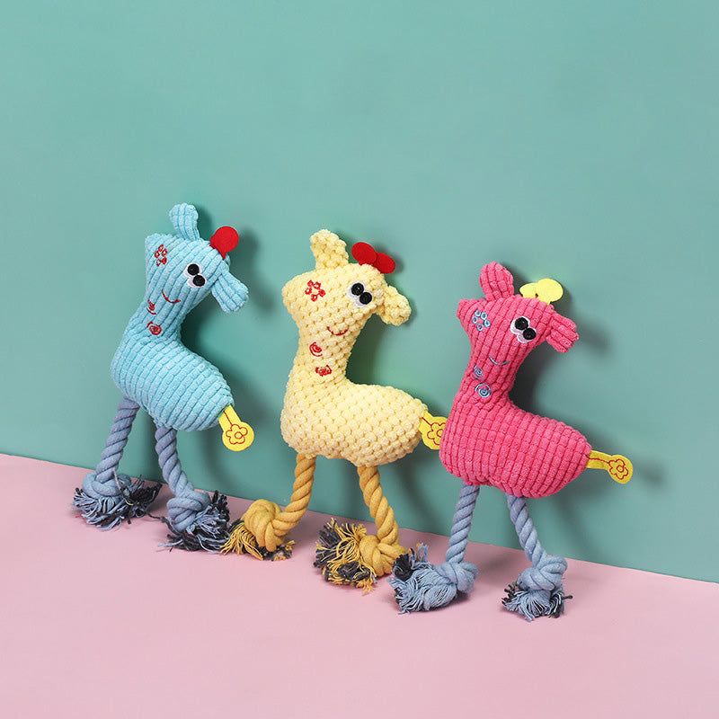 Colorful Plush Dog Toy With Squeaker And Tug Rope