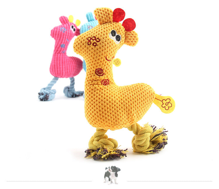 Colorful Plush Dog Toy With Squeaker And Tug Rope