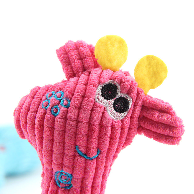 Colorful Plush Dog Toy With Squeaker And Tug Rope