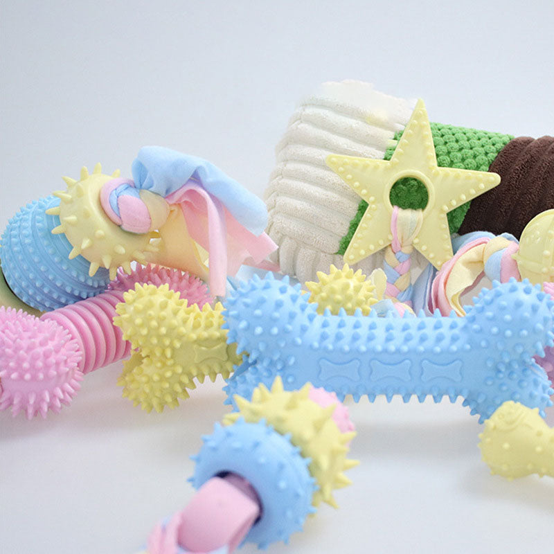 TPR Dog Toy Set for Chew, Tug & Dental Playtime Fun
