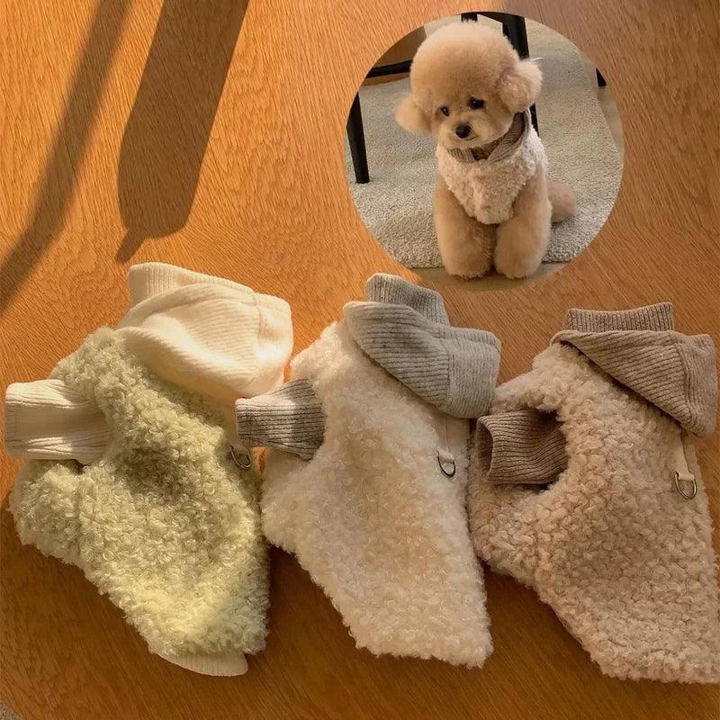 Small Dog Sherpa Winter Coat With Matching Knit Hat