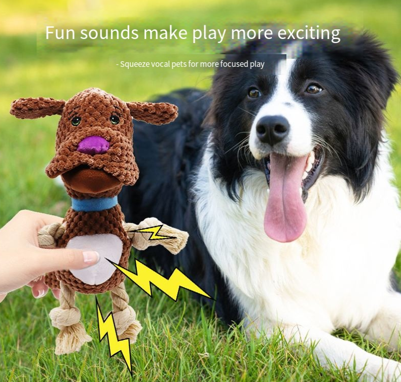 Interactive Plush Dog Toy for Boredom & Dental Play