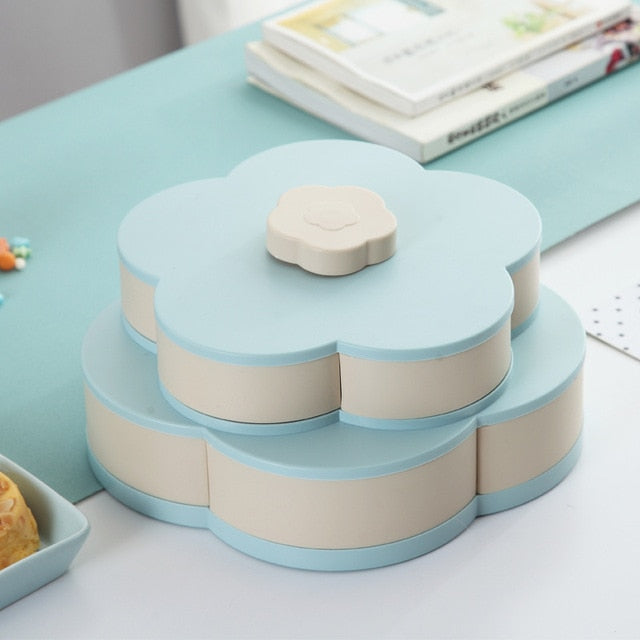 Rotating Flower Candy Tray with Separate Snack Compartments