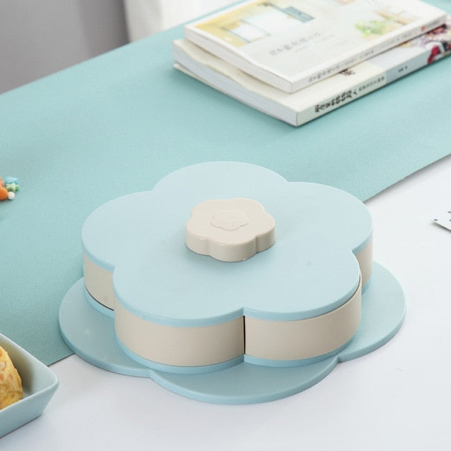 Rotating Flower Candy Tray with Separate Snack Compartments