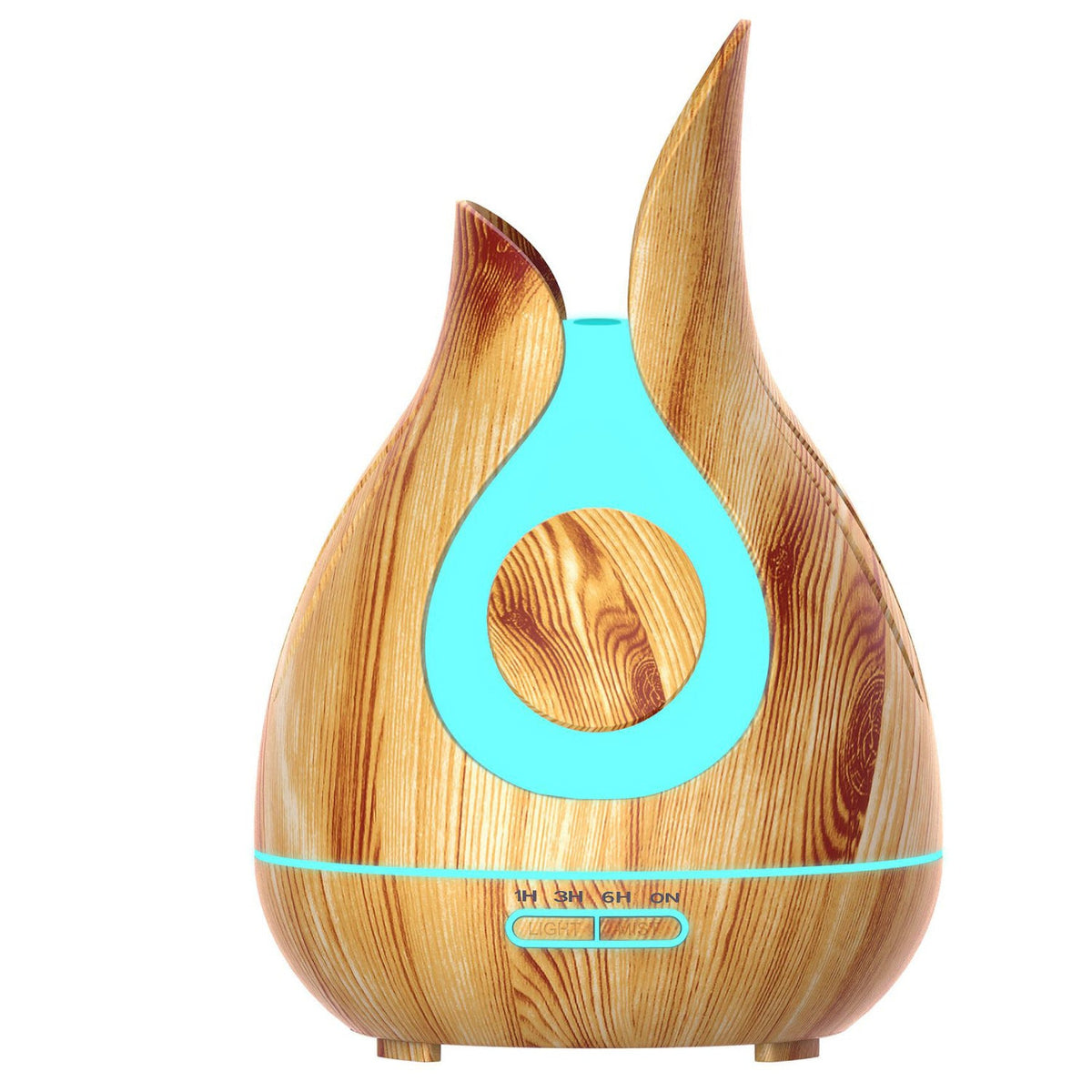 Wood Grain Aroma Diffuser Humidifier with Flame LED Glow
