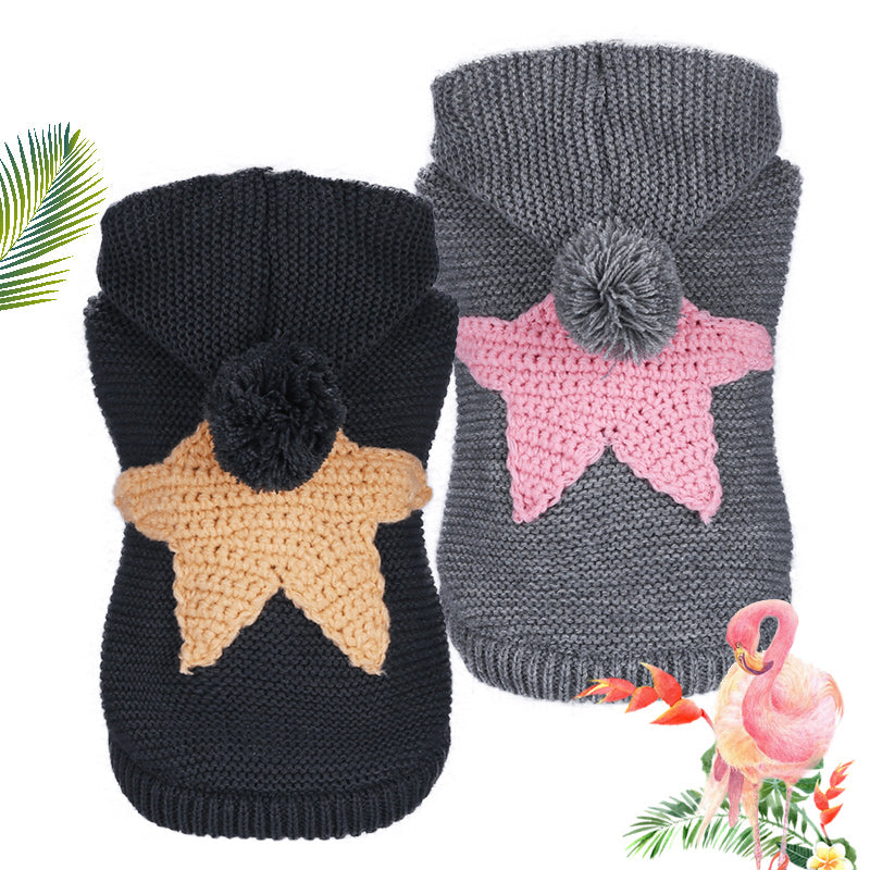 Knitted Dog Sweater with Starfish Detail for Warmth