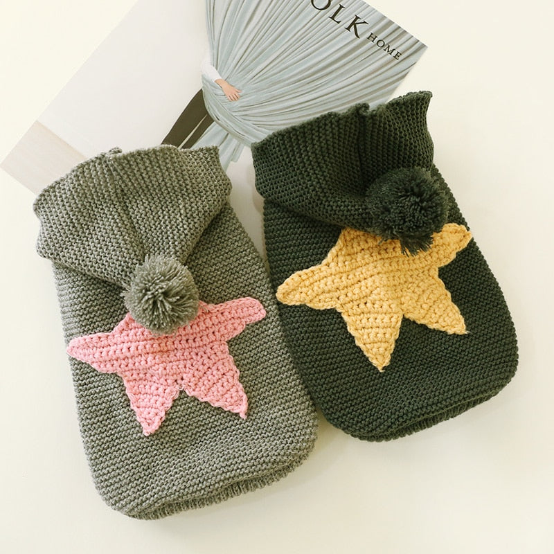 Knitted Dog Sweater with Starfish Detail for Warmth