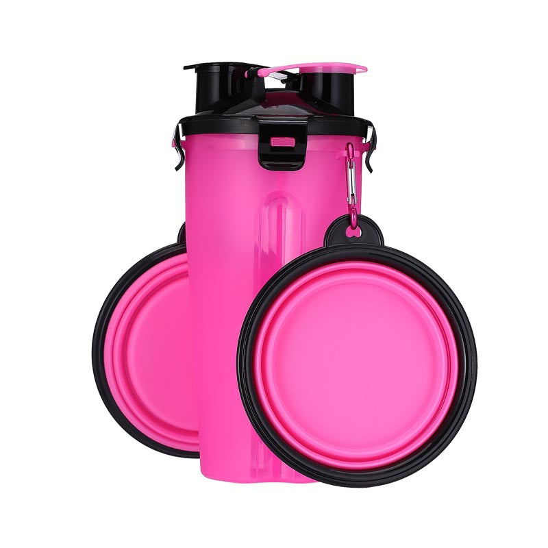 Portable Pet Water Bottle & Food Bowl for Easy Walks