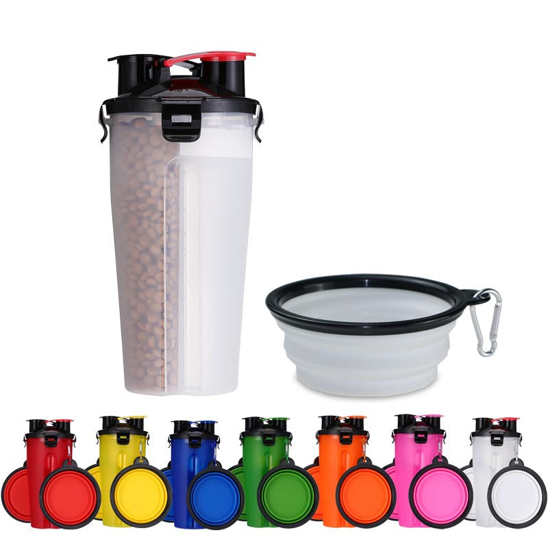 Portable Pet Water Bottle & Food Bowl for Easy Walks