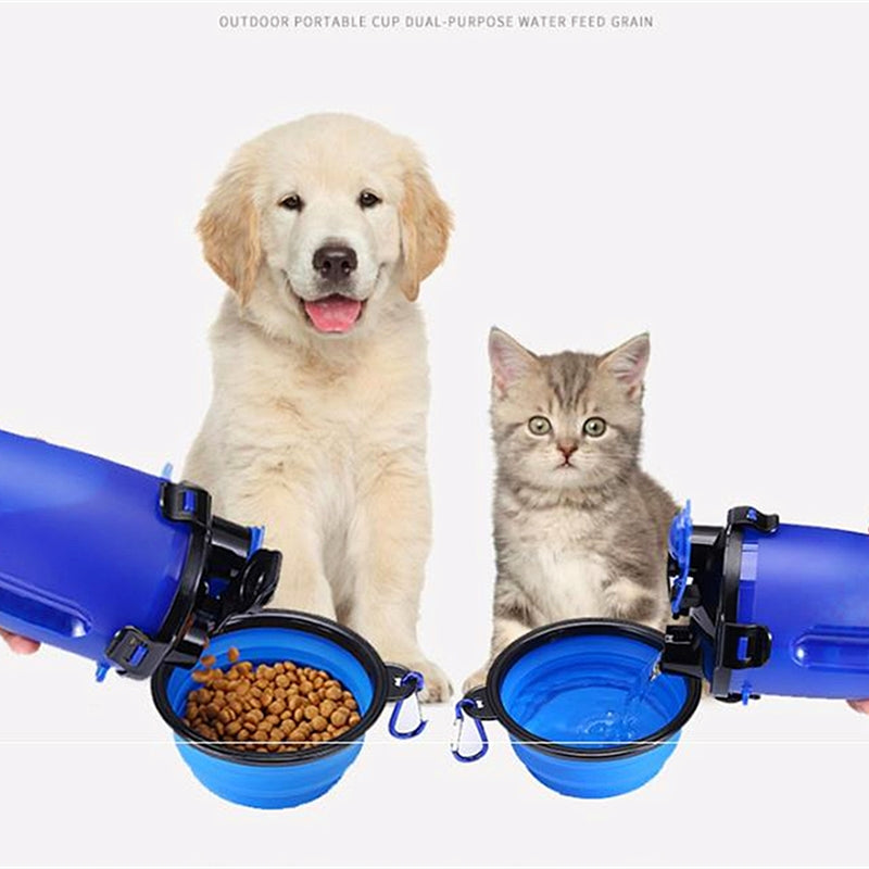 Portable Pet Water Bottle & Food Bowl for Easy Walks