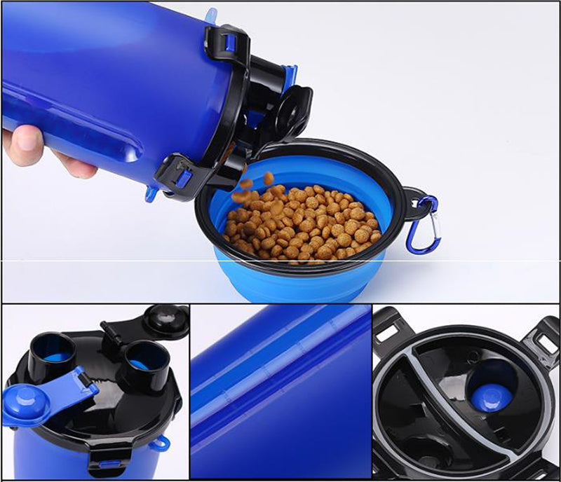 Portable Pet Water Bottle & Food Bowl for Easy Walks