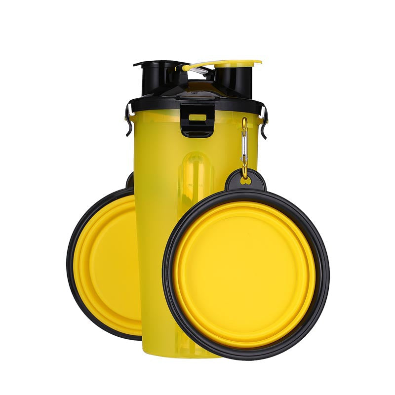 Portable Pet Water Bottle & Food Bowl for Easy Walks