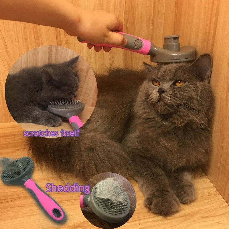 Self-Cleaning Slicker Brush for Dogs & Cats Shedding