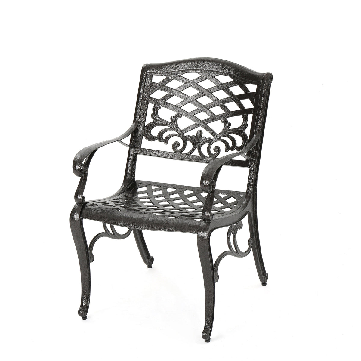 Cast Aluminum Patio Armchairs Set of 2, Antique Bronze