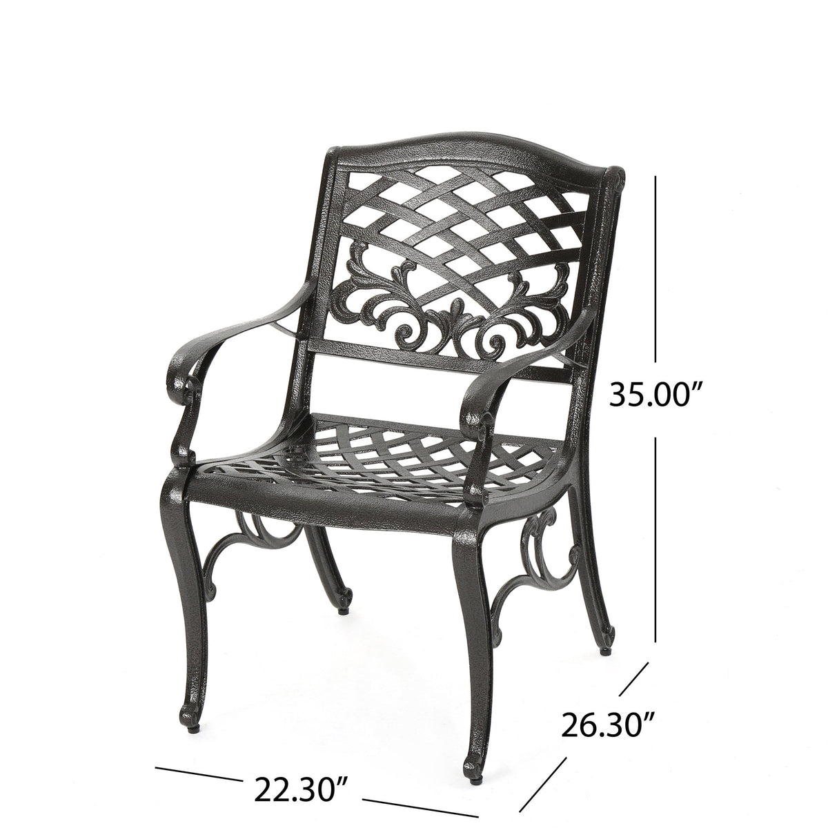 Cast Aluminum Patio Armchairs Set of 2, Antique Bronze