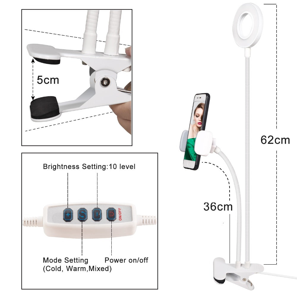 LED Selfie Ring Light with Phone Holder for Makeup Videos