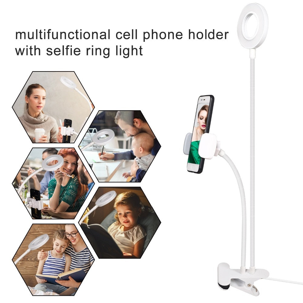 LED Selfie Ring Light with Phone Holder for Makeup Videos