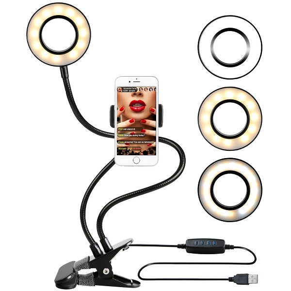 LED Selfie Ring Light with Phone Holder for Makeup Videos