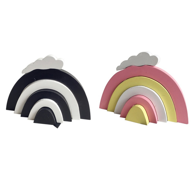 Wooden Rainbow Building Blocks for Playful Room Decor