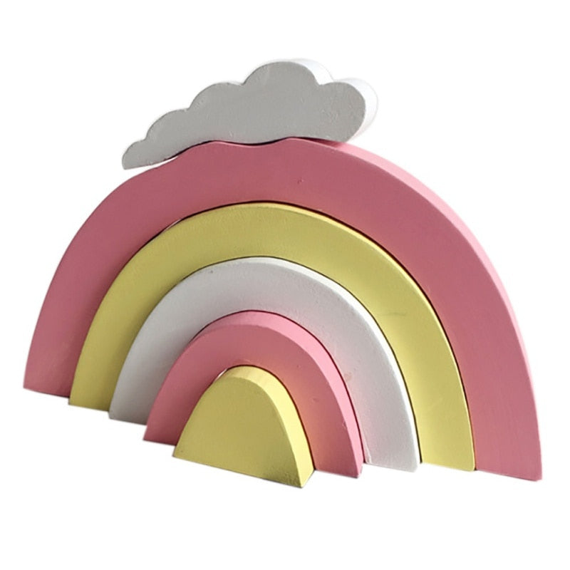Wooden Rainbow Building Blocks for Playful Room Decor