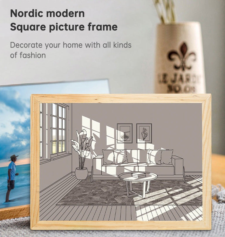 Wooden Picture Frame Light for Ambient Home Decor
