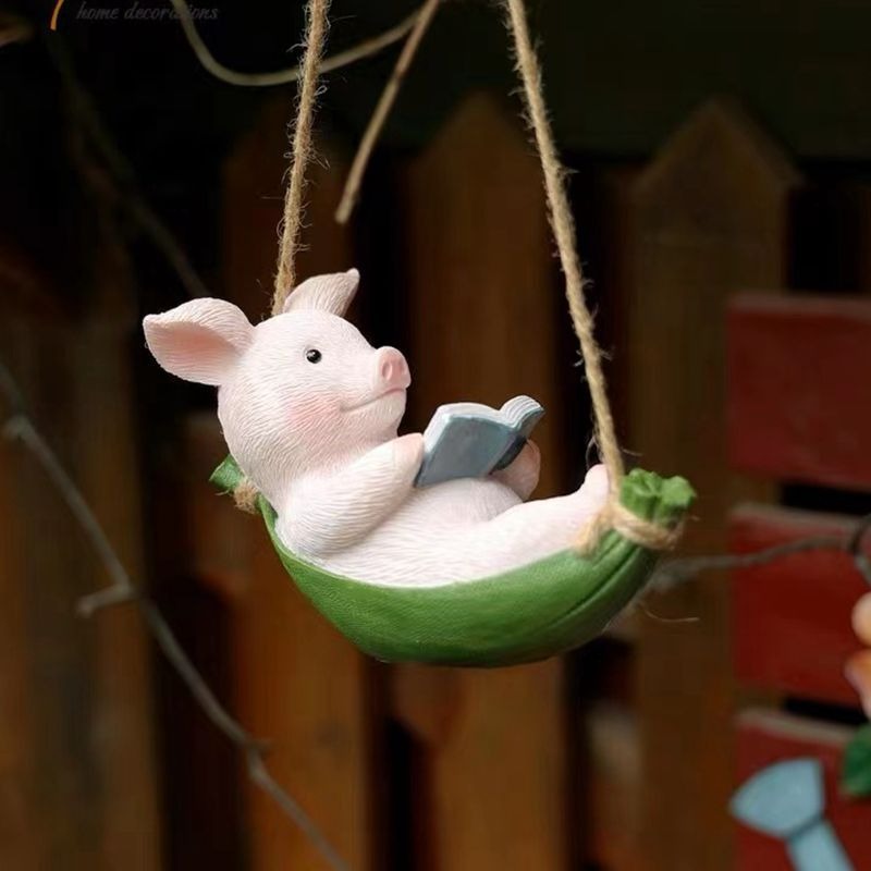 Piggy Swing Outdoor Decoration for Playful Garden Charm