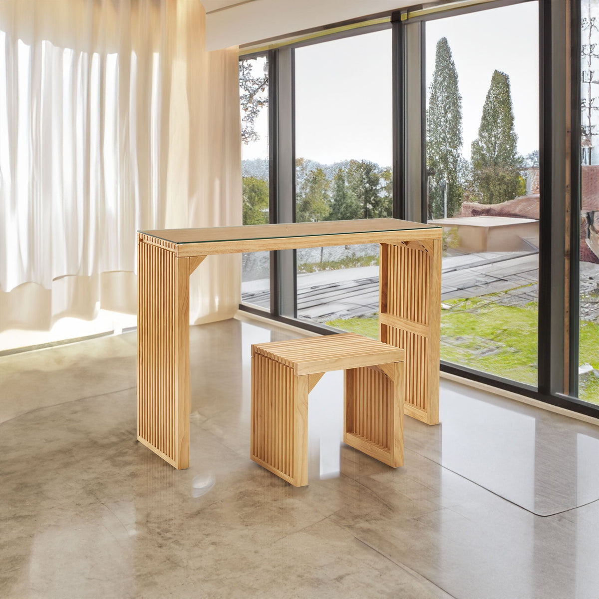 Pine Bar Table and Bench Set for Small Spaces