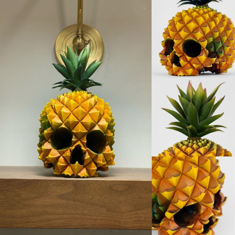 Pineapple Skull Halloween Decoration With Tropical Charm
