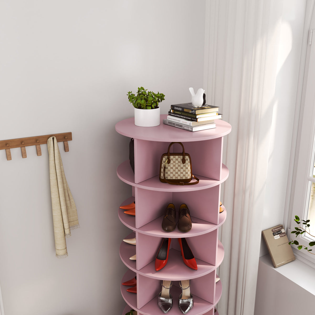 360 Rotating Shoe Cabinet with 6 Layers for Entryways