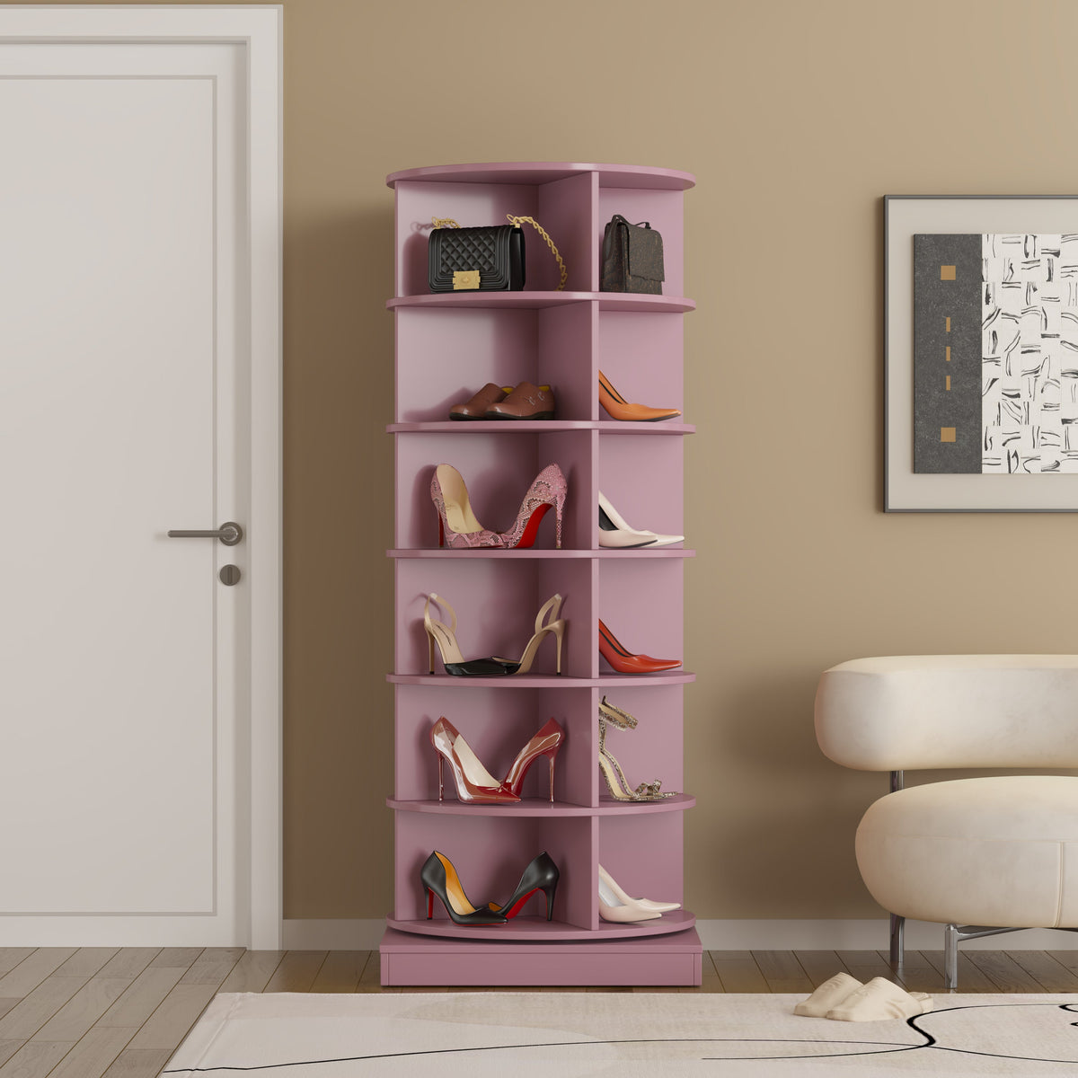 360 Rotating Shoe Cabinet with 6 Layers for Entryways
