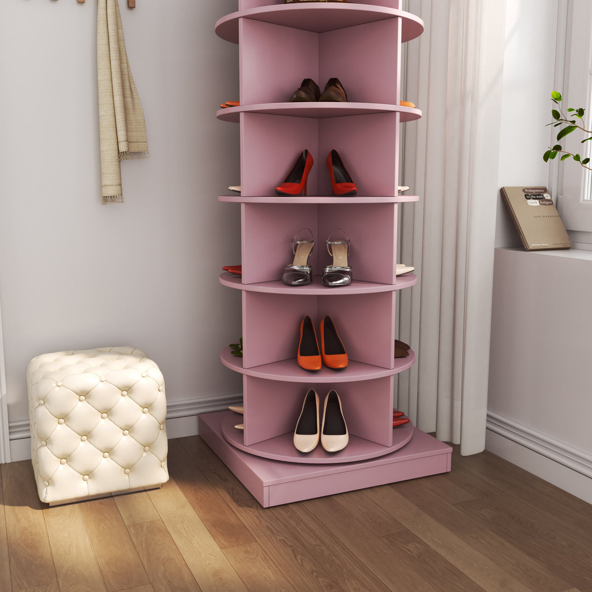 360 Rotating Shoe Cabinet with 6 Layers for Entryways