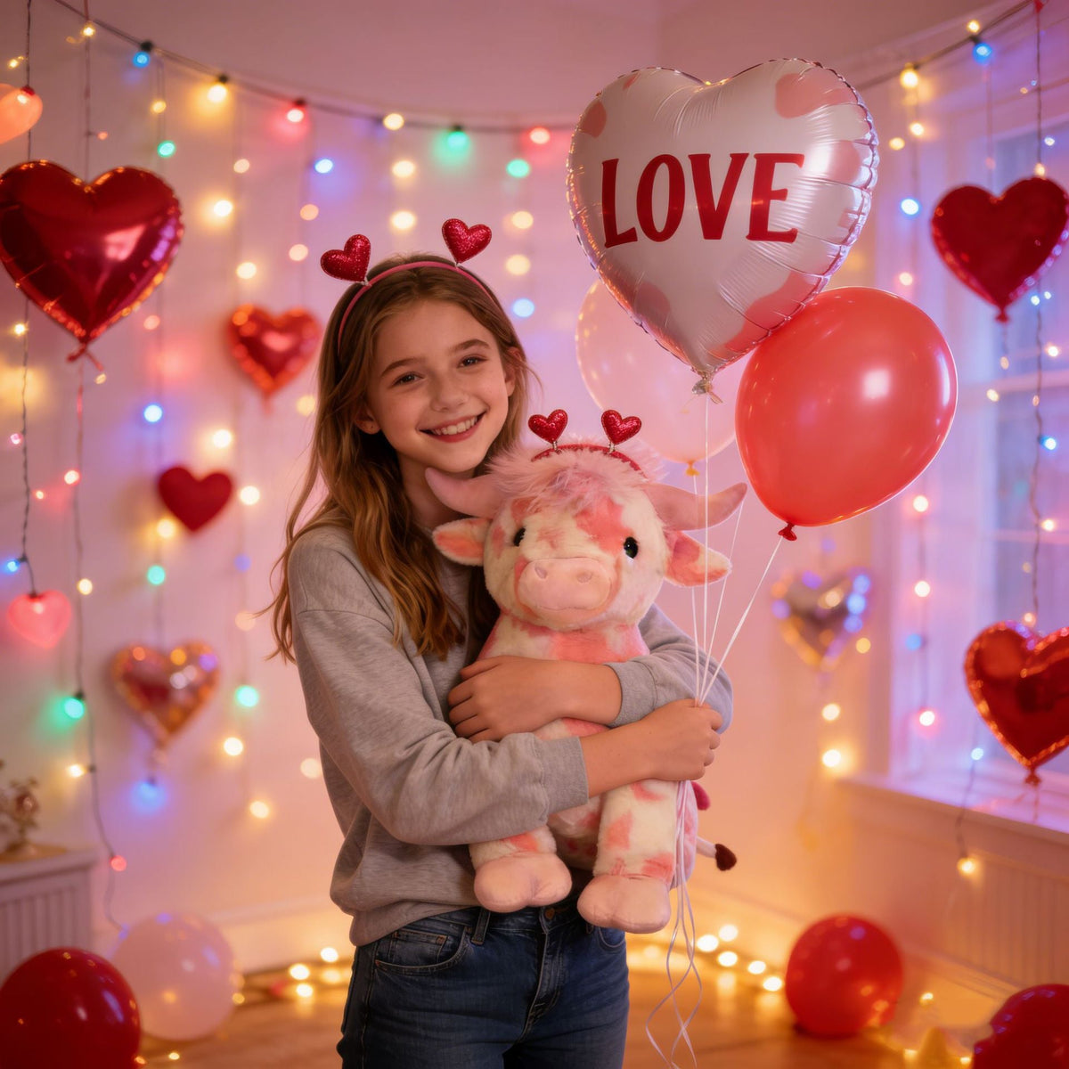 Pink Cow Plush Valentine's Day Gift & Cuddle Decor