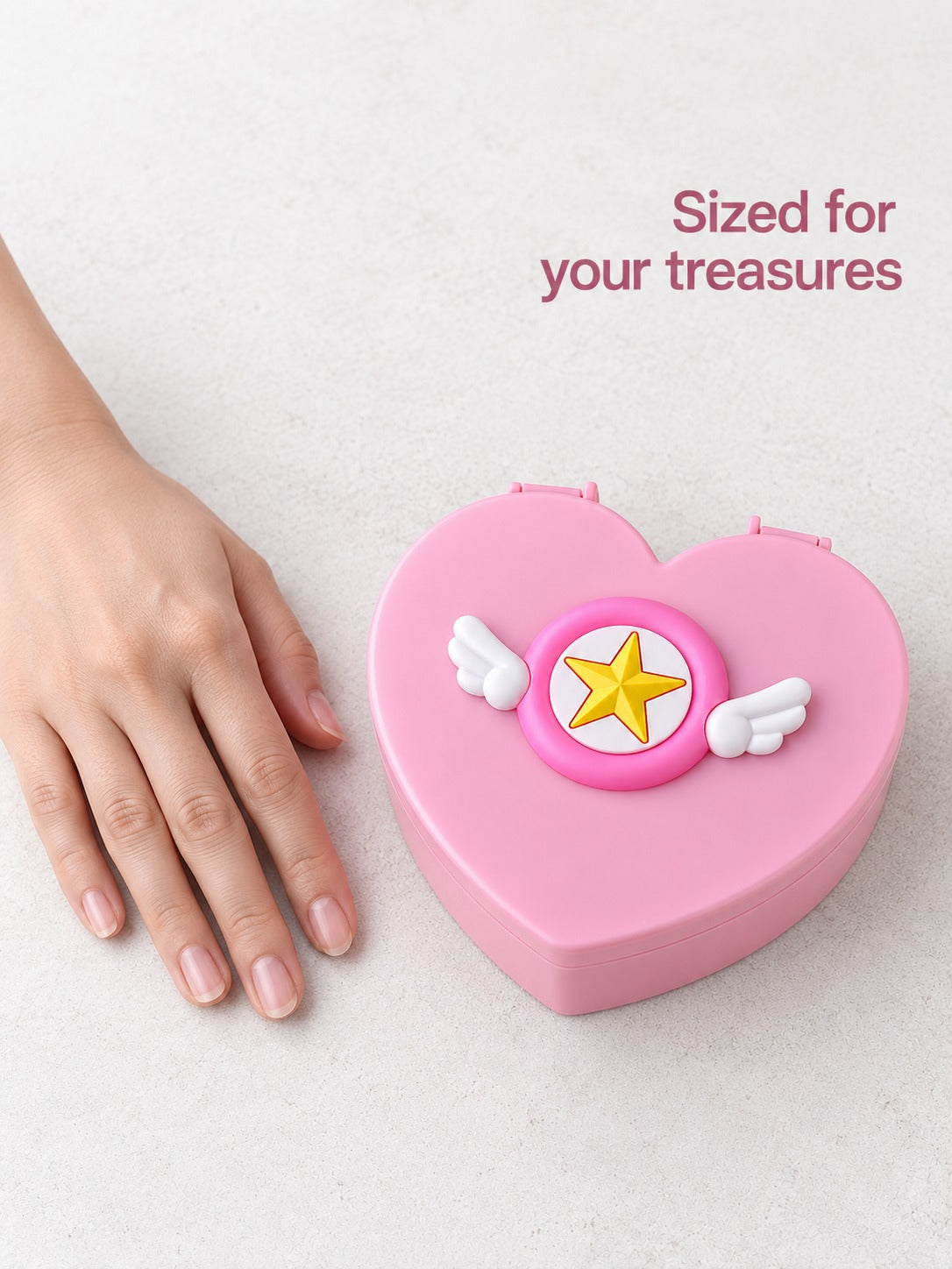 Pink Heart-Shaped Jewelry Box with Double Layer Tray