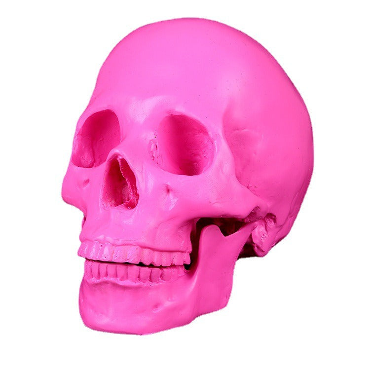 Pink Resin Skull Ornament for Gothic Statement Decor