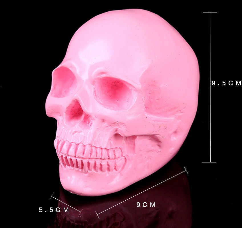 Pink Skull Ornament for Playful Gothic Shelf Decor Accent