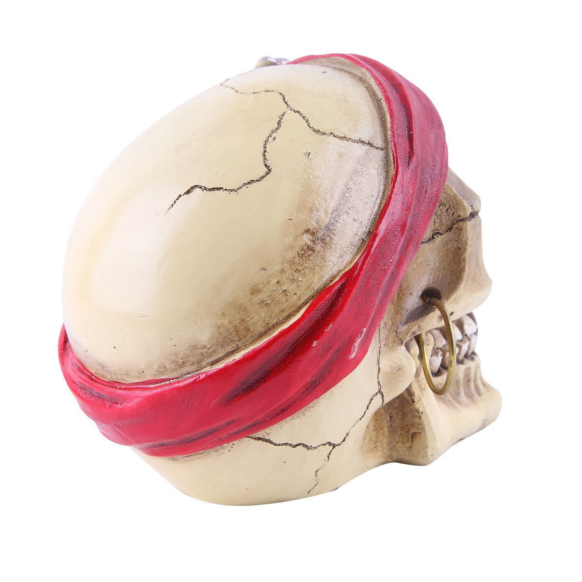 Pirate Skull Resin Decor Statue with Pipe & Bandana