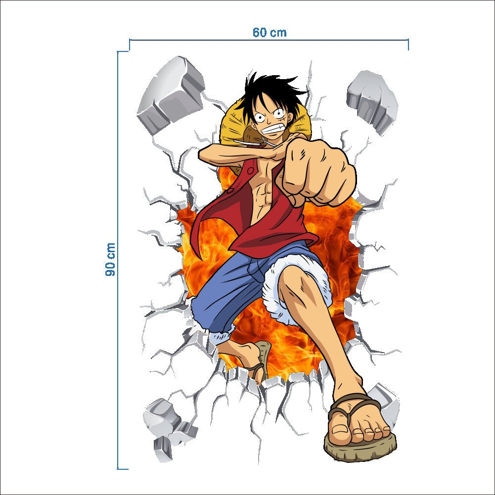 Luffy Wall Stickers for Kids Room: 3D Anime Wall Decals